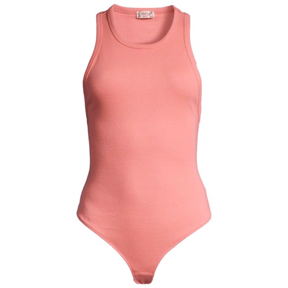 Free People Intimately Brexley Canyon Clay Pink Ribbed Sleeveless Bodysuit - Picture 4 of 4